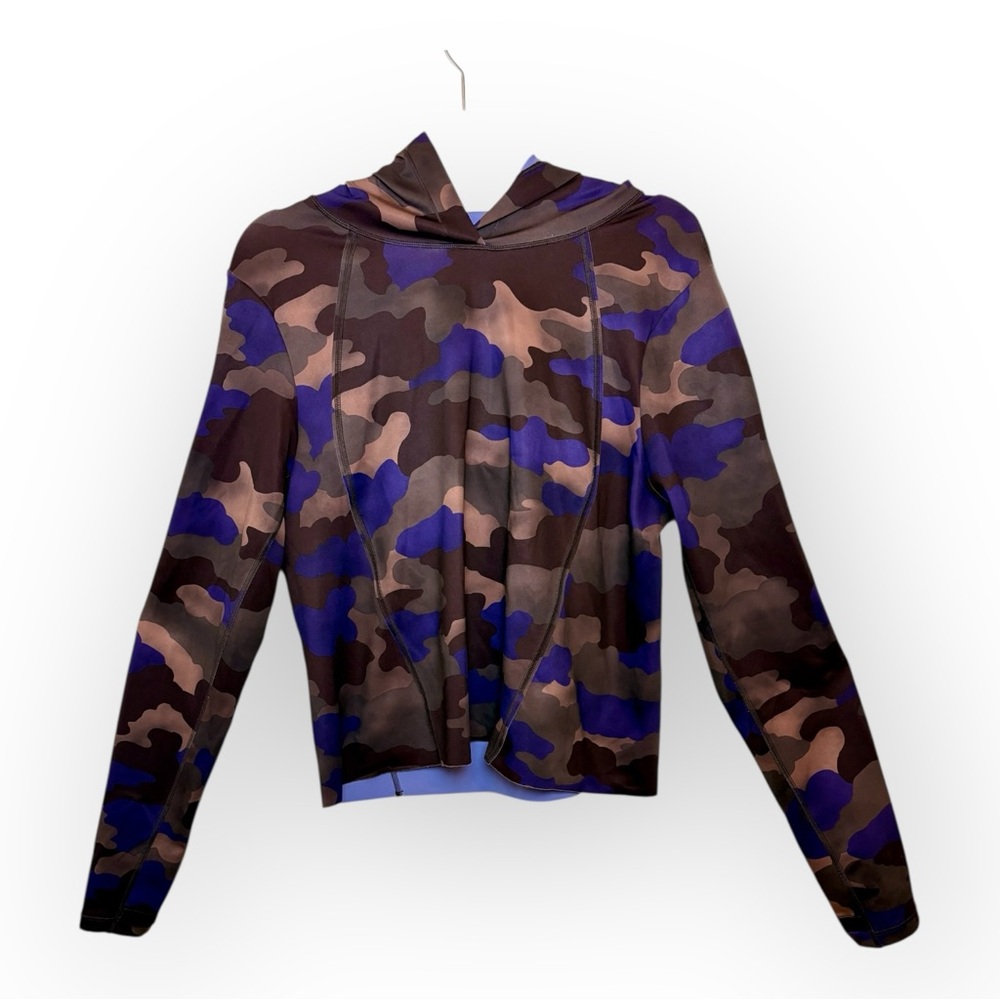 Athleta Pinnacle Cropped Hoodie Camo Performance Athleisure Activewear Medium